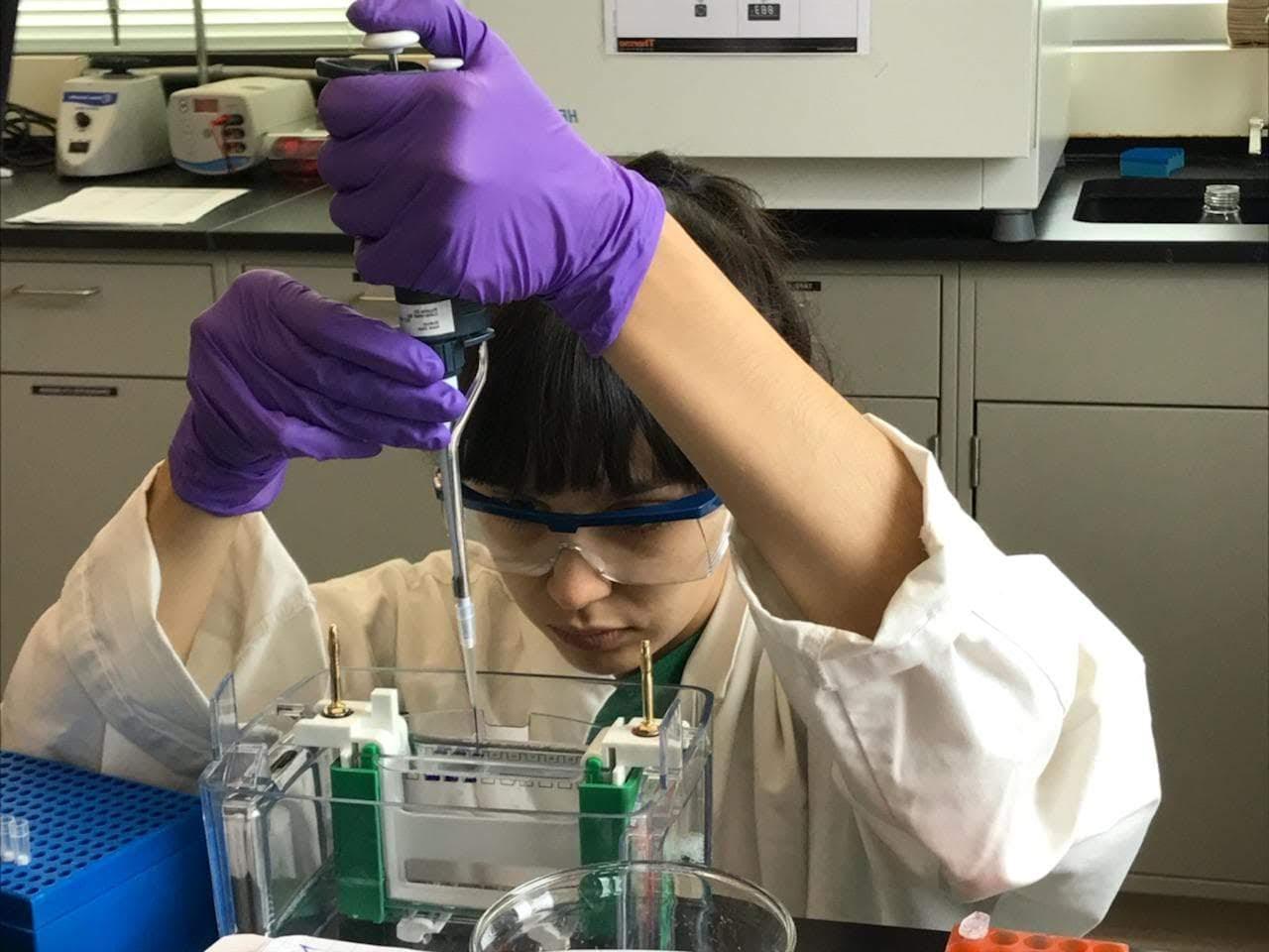 Student intern in lab